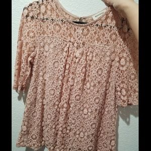 blush lace blouse